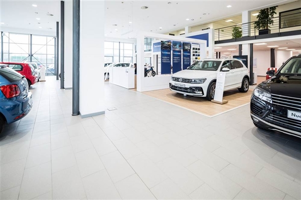 Automotive showroom floor and wall tiles